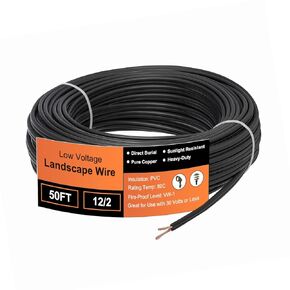 12 Gauge Wire 2 Conductor 100FT, 12/2 Low Voltage Landscape Wire, Low Voltage Wire, Outdoor Direct Burial Electrical Wire, Copper Wire