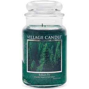 Village Candle Balsam Fir Large Tumbler Glass Jar, Scented Candle, 19 oz., Green