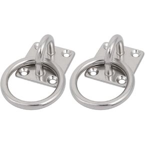 uxcell 304 Stainless Steel 6mm Thickness Ring Square Shape Fixed Pad Eye Plate 2pcs