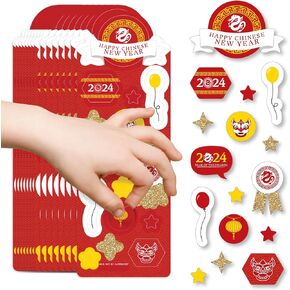 Big Dot of Happiness Lunar New Year - 2024 Year of the Dragon Favor Kids Stickers - 16 Sheets - 256 Stickers