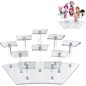 10 Tier Acrylic Display Stand, Acrylic Riser Display Stand Black Perfume Holder, Acrylic Riser Display Shelf Multilevel Stands For Display Action Figures, Small Jewelry, Cupcake, Perfume (Black)