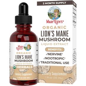 MaryRuth's Lions Mane Mushroom Supplement | USDA Organic | Focus | Cognitive | Nootropic Brain Support | 2 Month Supply Liquid Herbal | Non-GMO | Vegan | 1 Fl Oz