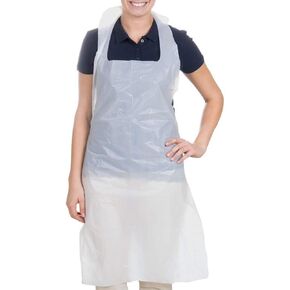 GSHLLO 10 PCS White Disposable Aprons Plastic Aprons Polythene Aprons Waterproof Aprons for Cooking Cleaning