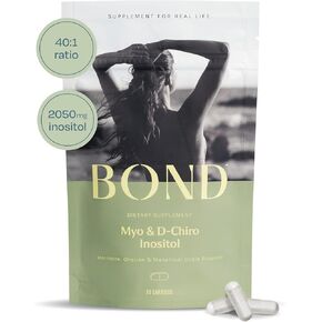 BOND Myo & D-Chiro Inositol Capsules: Hormone Balance and Ovarian Support for Women*, 90 Capsules, Vitamin B8 Inositol Supplement