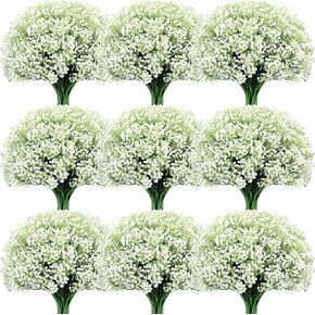 Crowye 48 Pcs Babys Breath Artificial Flowers 23.6 Inch Artificial Baby Breath Gypsophila Flowers Bulk White Bouquets Faux Babys Breath for Wedding Fake Floral DIY Arrangement Home Garden Decoration in Kuwait