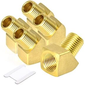 TAISHER 5PCS 45 Degree Barstock Street Elbow, 1/4 Inch NPT Male Pipe to 1/4 Inch NPT Female Brass Pipe Fitting