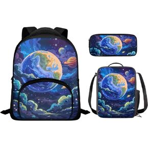 Cute Corgi Kids Backpack Boys Elementary School Ice Cream Girls Bookbag with Lunch Box Toldder School Backpack Kids School Backpack with Lunch Bag Pencil Box Cute
