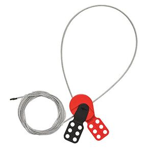 7292 Cable Lockout Hasp with 15 'Cable, Red/Black
