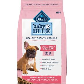 Blue Buffalo Baby BLUE Healthy Growth Formula Natural Small Breed Puppy Dry Dog Food, Chicken and Oatmeal Rice Recipe 4-lb