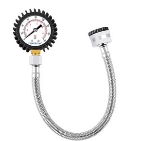 مقياس ضغط المياه، مقياس ضغط المياه للمنزل 2 بوصة، مقياس اختبار ضغط المياه مع خرطوم مضفر من الفولاذ المقاوم للصدأ، نطاق 200 رطل لكل بوصة مربعة، وصلة GHT 3/4 بوصة in Kuwait