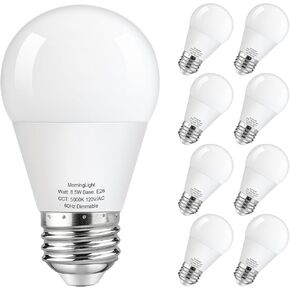 MorningLight 8 Pack A15 LED لمبة عكس الضوء، ترقية 8.5W LED تساوي 75 واط المصابيح المتوهجة، 3000K أبيض ناعم، 800LM، لمبة إضاءة مروحة فعالة 8.5W، لمبة إضاءة A15 لمصباح الأرضية، مصباح طاولة، E26