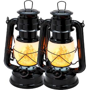 YAKii LED Vintage Flame Lantern Metal Outdoor Hanging Lantern with Dancing Flame Battery Operated Halloween Outdoor Indoor Decoration(White) in Kuwait