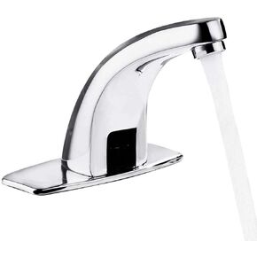 Automatic Sensor Faucet, Zinc Alloy Touchless Automatic Infrared Sensor Water Faucet Hot & Cold Mixer Kitchen Bathroom Sink Water Tap with Control Box for Home Hotel