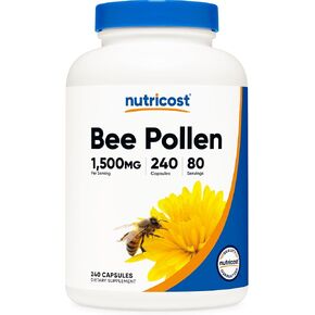 Nutricost Bee Pollen (240 Capsules, 80 Servings) (1,500MG Per Serving) - Non-GMO, GMP Compliant