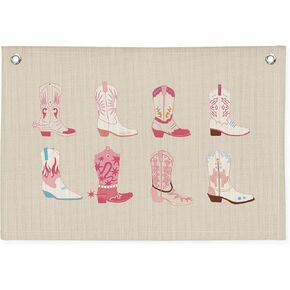 Dorm Decor, Preppy Trendy Pink Cowgirls Canvas Banner, Dorm Decor for College Girls, Aesthetic for Teen Girl College Dorm Bedroom Party Decoration