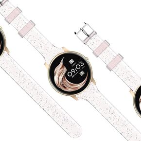 Compatible with Garmin vivoactive 5 Band, Lamshaw 20mm Women, Soft Silicone Glitter Clear Sport Strap Compatible for Garmin vívoactive 5/Approach S12/Approach S40/Approach S42/D2 Air/D2 Air X10/Forerunner 165, 245, 55, 645/Venu/Venu 2 Plus/Venu Sq/Venu Sq