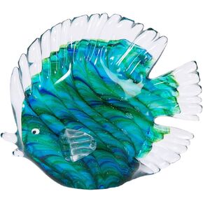 Beachcombers Swirled Tropical Fish Glass Teal
