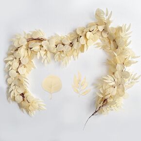 Greentime 2 Pack Greenery Garland 6.5 Feet Artificial Eucalyptus Garland with Willow Leaves for Wedding Table Runner Bridal Baby Shower Decor