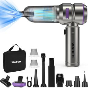 WADEO Handheld Vacuum Cordless, 3 in 1 21000PA Brushless Car Vacuum & 210000RPM Air Duster 7500mAh Battery Air Blower Wireless Handheld Vacuum for Car, Office and Home Cleaning