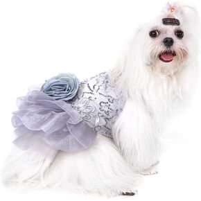 Dog Wedding Dress,Sweet Sequined Puppy Wedding Dress Lace Vest Skirt Dog Pet Cat ss Wedding Party Dress(XL Gold)