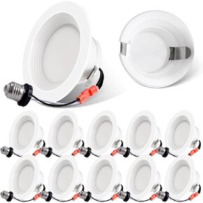 Energetic 10 Pack 660LM Dimmable LED Recessed Lighting 4 Inch Downlight, 10W=75W Equivalent, 3000K Warm White, Baffle Trim Can Light, Simple Installation, ETL & Energy Star Listed, Damp Rated