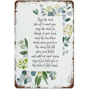 May The Road Rise Up to Meet You Irish Blessing Print Irish Prayer IrelAnd Gift Christian Gift Wedding Gift Green Wall Art Watercolor Funny Vintage Metal Tin Sign For Home Bathroom Coffee 8x5.5 Inch