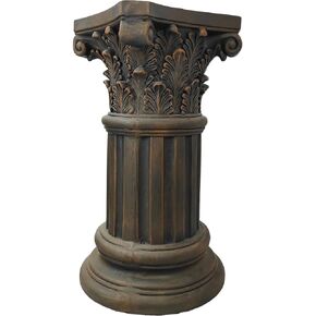 OUTOUR Exquisite Magnesium Oxide Corinthian Greek Column Pillar with Stand Base Pedestal for Indoor Outdoor Garden Backyard Courtyard Patio Office Decor23.8’’High,Dark Bronze