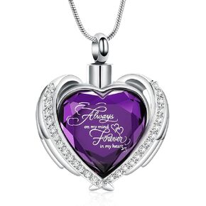 VCCWYQK Crystal Heart Urn Necklace for Ashes for Women Stainless Steel Keepsake Pendant Ash Holder Cremation Jewelry