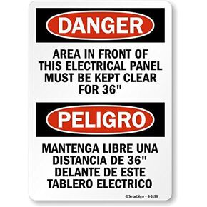 SmartSign - S-6198-EU-07 “Area In Front Of Electrical Panel Must Be Kept Clear For 36 Inches" Bilingual Label | 5" x 7" Laminated Vinyl