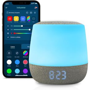 آلة الصوت والضوء من بيبي سينس دريمر للأطفال، إضاءة ليلية RGB قابلة للتعديل، عرض الساعة ودرجة الحرارة، مدرب النوم، جدول البرامج، مهدئ للضوضاء باللون الأبيض والوردي والبني، التهويدات والأصوات in Kuwait