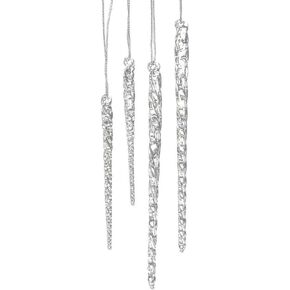 Kurt Adler 3-1/2-Inch-5-1/2-Inch Clear Glass Icicle Ornament Set of 24 Pieces (4) Christmas