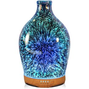 Porseme 280ml Essential Oil Diffuser 3D Glass Aromatherapy Ultrasonic Humidifier - Auto Shut-Off, Timer Setting, BPA Free for Home Hotel Yoga Leisure SPA Gift