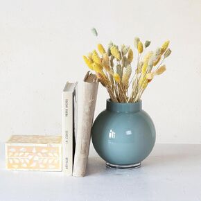 Creative Co-Op Round Glass Opaque Vase, Blue