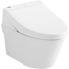 TOTO® WASHLET®+ AP Wall-Hung Elongated Toilet and WASHLET C5 and DuoFit® In-Wall 0.9 and 1.28 GPF Dual-Flush Tank System, Matte Silver - CWT4263084CMFG#MS