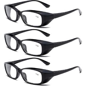 B&Q 3 Pack Unisex Thick Black Frame Reading Glasses Clear Lens Readers Eyeglasses for Men Women