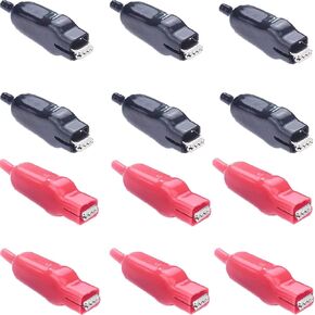 12 pcs Alligator Clips 20A Sheathed Alligator Clamps Insulated Alligator Clips Electric Circuit Test Clip Red Clip Black Clip,for Electronics Project DIY