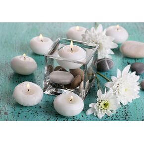 12 Pcs Floating Candles - 5 Hours Burning, Unscented Flameless Dripless Floating Candles | Centerpieces for Weddings, Special Occasions and Home Decorations 1.7 Inch (White 12 Pcs) in Saudi Arabia