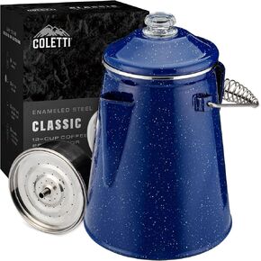 COLETTI Classic Coffee Percolator (Black, 18 Cup) – Camping Coffee Pot, Percolator Coffee Pot – Brew Bold Coffee for the Whole Campsite — XL Enamel Percolator