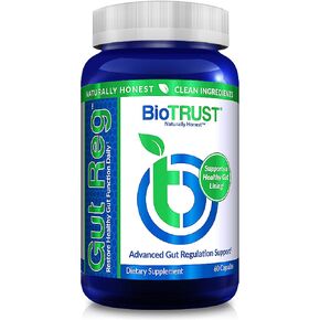 BioTrust Gut Reg Supports a Healthy Gut Lining, Helps Restore Gut Health and Helps Relieve Occasional GI Discomfort with PepZin GI, L-Glutamine and Ginger Extract, Non-GMO, Gluten-Free (60 Capsules)