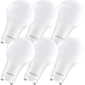 LUXRITE A19 LED GU24 Light Bulb, 60W Equivalent, 2700K Warm White, Enclosed Fixture Rated, 800 Lumens, Dimmable Twist Lock Light Bulbs, Damp Rated, UL Listed, GU24 Base (4 Pack)