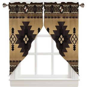 Swag Curtain Valances Tribal Style Swag Valances for Kitchen Windows Southwest Native American Short Topper Curtains Tier Pair for Kitchen Bedroom Living Room Bathroom Cafe 28"x36"