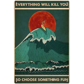 Surf Wooden Sign, So Choose Something Fun Art Wood Hanging Sign Bathroom and Room Garage Kitchen Wall Decor Bar Pub Outdoor Wood Plaque Sign 12x6 Inch