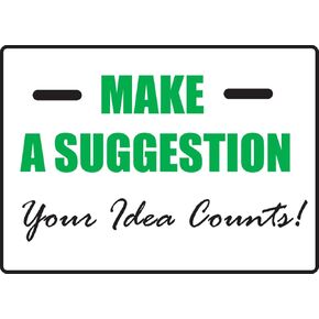 Accuform MGNF560VP Plastic Suggestion Box Sign, "Make A Suggestion Your IDEA Counts!", 10" Length x 14" Width x 0.055" Thickness, Green/Black on White