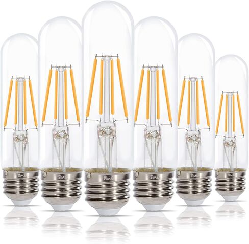 Simba Lighting LED T10 Tubular Edison Filament Light Bulbs (3 Pack) 4W Dimmable 40W Equivalent 120V for Cabinet Display, Piano Lamps, Clear Glass Decorative, Standard Medium E26 Base, Warm White 2700K in Saudi Arabia