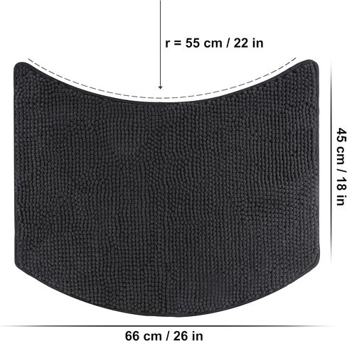 fluffy Bath Mat for Corner Showers, Made of Chenille, with Non-Slip Bottom (L-Shape | Inner Dimensions 20 x 20 inch, Gray) in Saudi Arabia