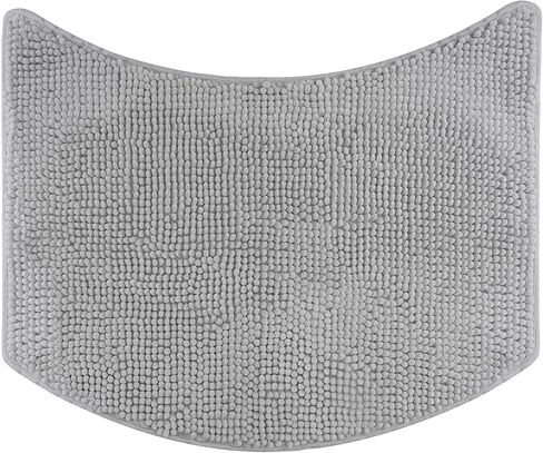 fluffy Bath Mat for Corner Showers, Made of Chenille, with Non-Slip Bottom (L-Shape | Inner Dimensions 20 x 20 inch, Gray) in Saudi Arabia