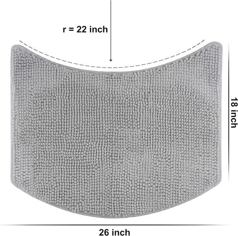 fluffy Bath Mat for Corner Showers, Made of Chenille, with Non-Slip Bottom (L-Shape | Inner Dimensions 20 x 20 inch, Gray) in Saudi Arabia
