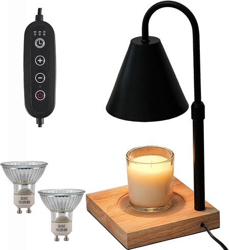 YODEWA Candle Warmer Lamp with Timer and Dimmer, Modern Black Electric Candle Lamp Warmer for 3 Wick Wax Jar Candles, Gifts for Mom/Women Bedroom Home Decor - Adjustable Height in Saudi Arabia