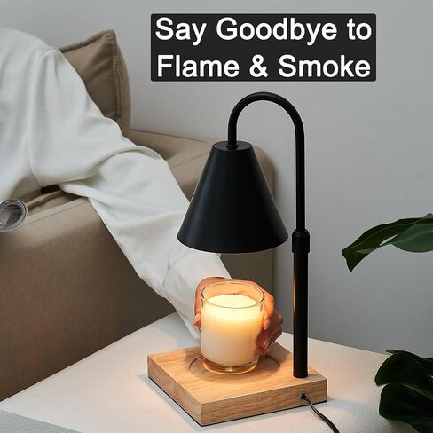 YODEWA Candle Warmer Lamp with Timer and Dimmer, Modern Black Electric Candle Lamp Warmer for 3 Wick Wax Jar Candles, Gifts for Mom/Women Bedroom Home Decor - Adjustable Height in Saudi Arabia