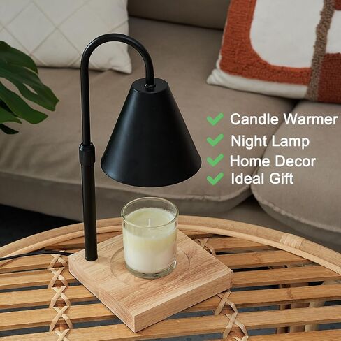 YODEWA Candle Warmer Lamp with Timer and Dimmer, Modern Black Electric Candle Lamp Warmer for 3 Wick Wax Jar Candles, Gifts for Mom/Women Bedroom Home Decor - Adjustable Height in Saudi Arabia